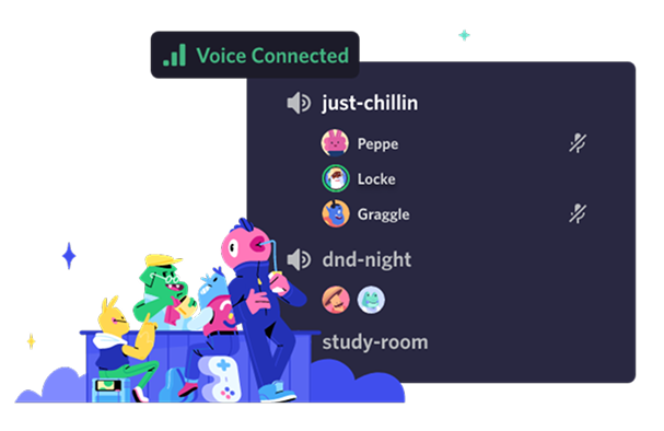 Imagem do Discord com pessoas se falando em chamada